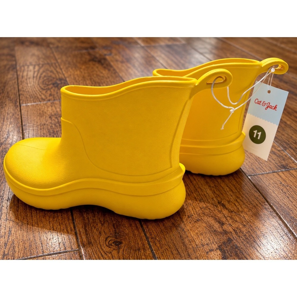 Cat & Jack Toddler Eli Rain Boots Yellow 11T Waterproof Pull-on